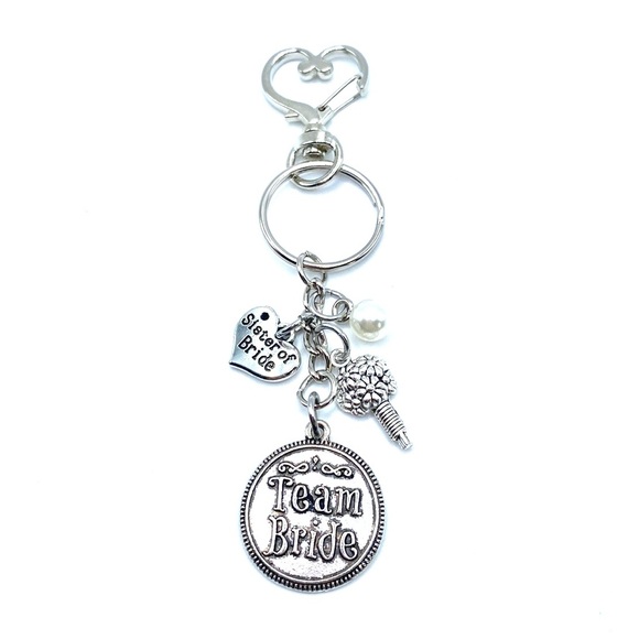 Sister Of The Bride Keychain Bag Charm Team Bride Wedding - Picture 1 of 6